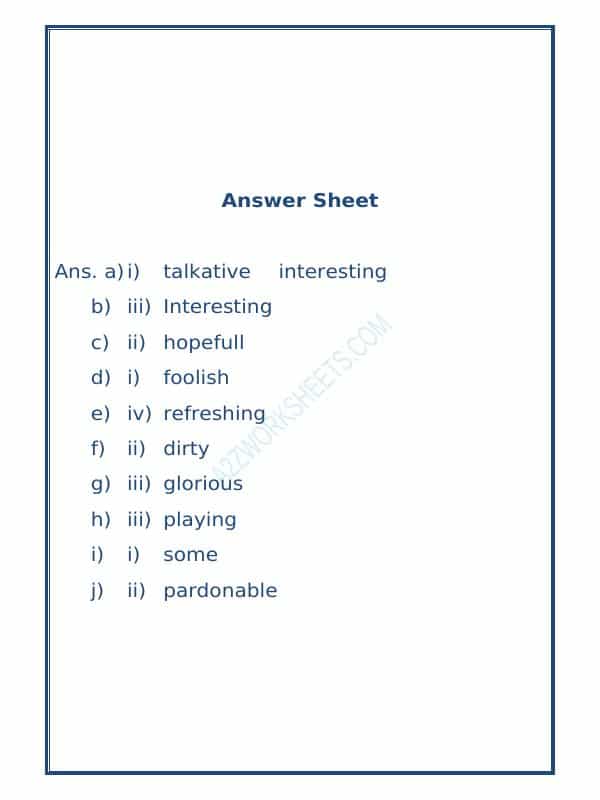 Class-V-English Adjectives Worksheet-11