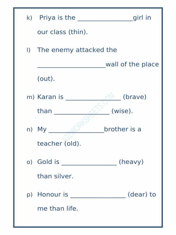 Class-Iii-English Adjectives Worksheet-16