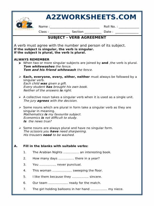 Subject - Verb Agreement