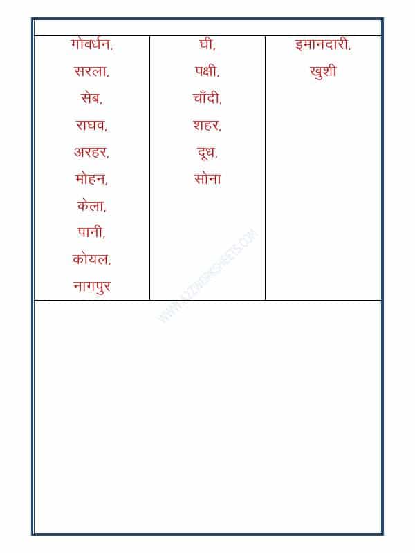 Hindi Grammar - Sangya Worksheet-10