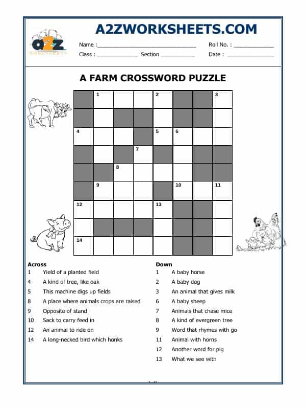 Evs-Farm Animals - Crossword