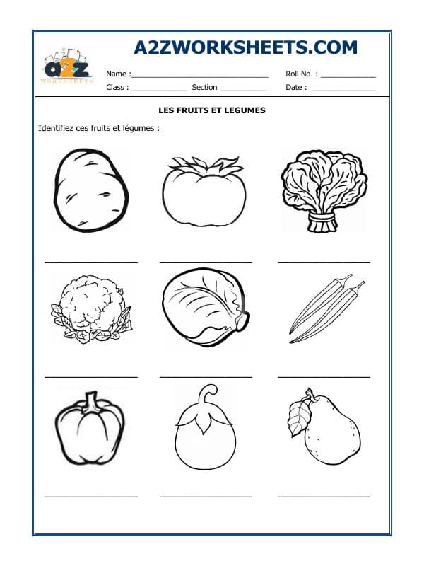 French Worksheet - Les Fruits Et Legumes