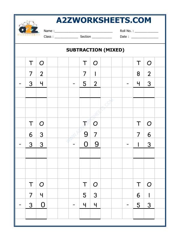 Subtraction Worksheet (Mixed)-02