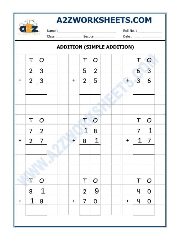 Addition Worksheet-05 (Simple Addition)