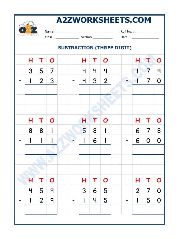 Subtraction - 3 Digit Subtraction-05