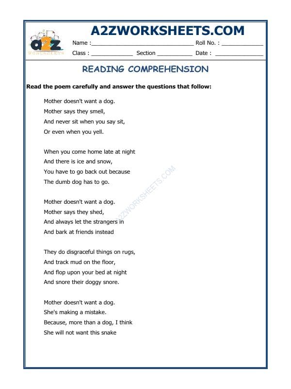 Comprehension Passage (Poem)- 16
