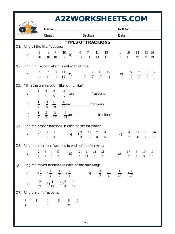 Types Of Fractions