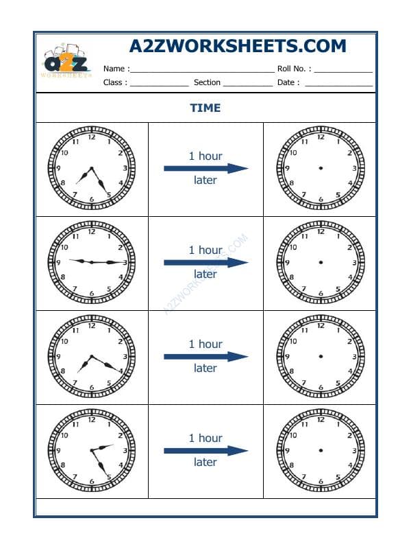 Telling Time - 1 Hour Interval (Draw The Clock) -02