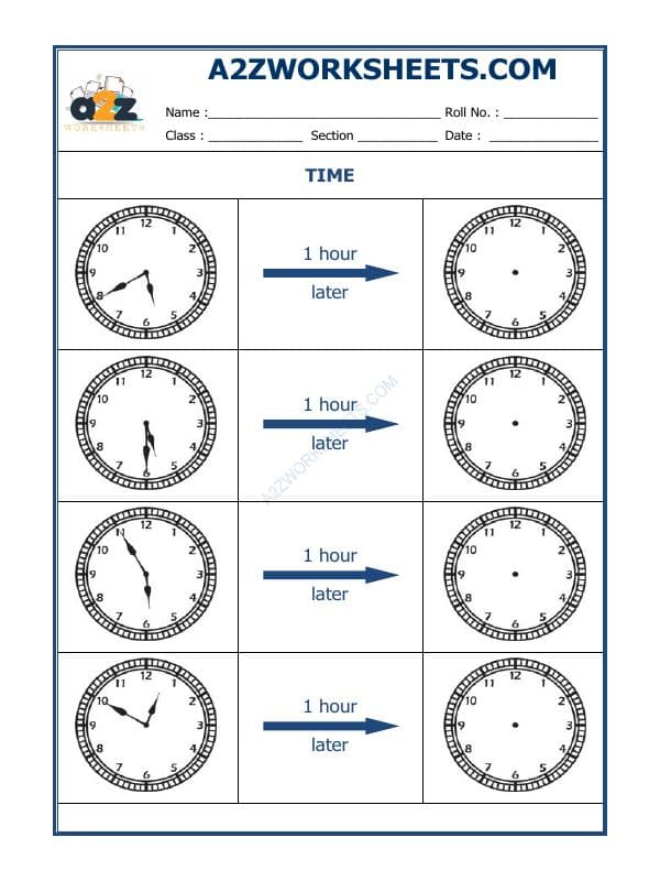 Telling Time - 1 Hour Interval (Draw The Clock) - 10