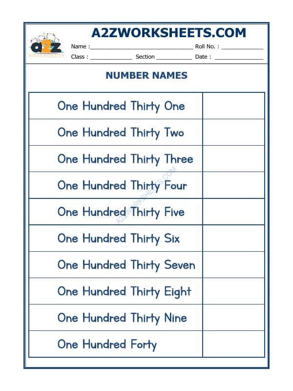 Number Names - 20