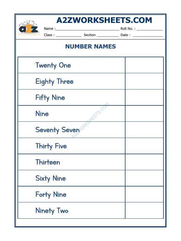 Number Names - 29