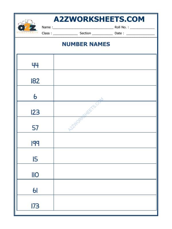 Number Names - 61