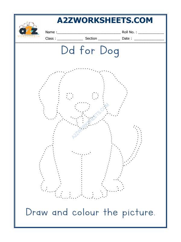 D For Dog Coloring Sheet