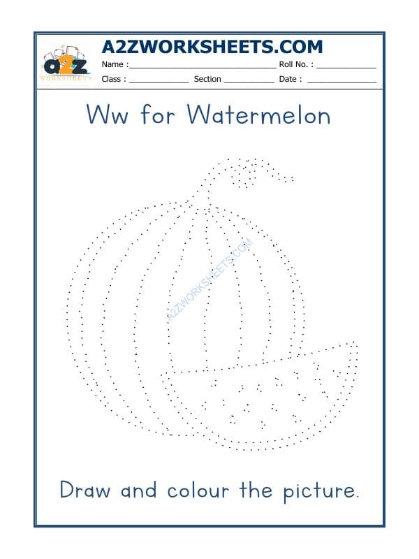 W For Watermelon Colouring Sheet