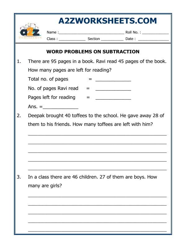 Subtraction (Word Problems)