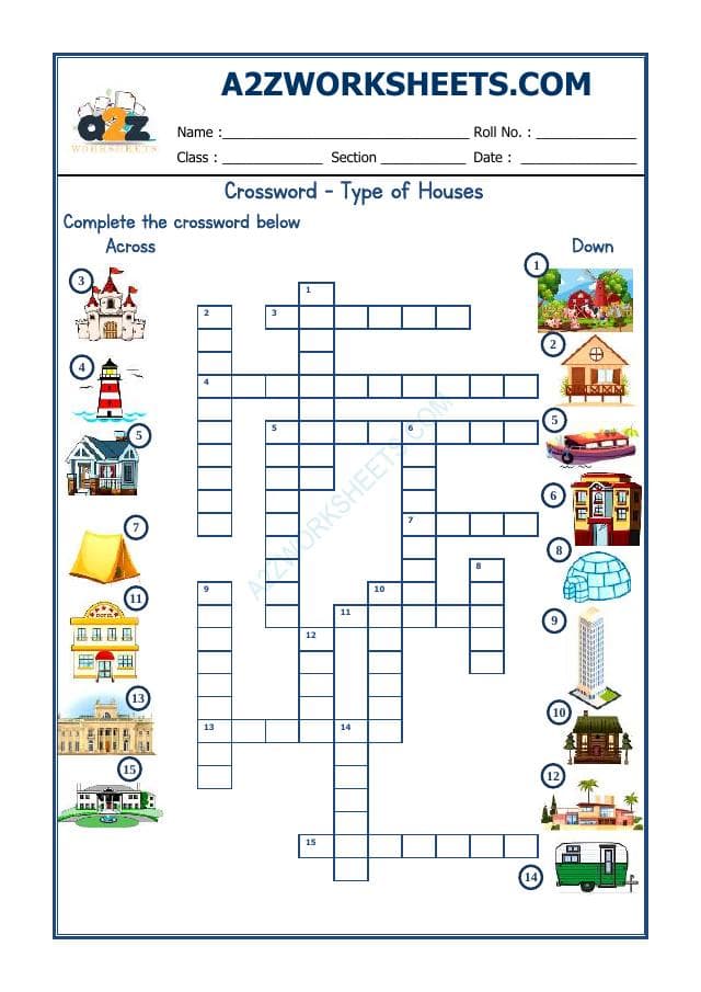 Cross Word -Types Of Houses