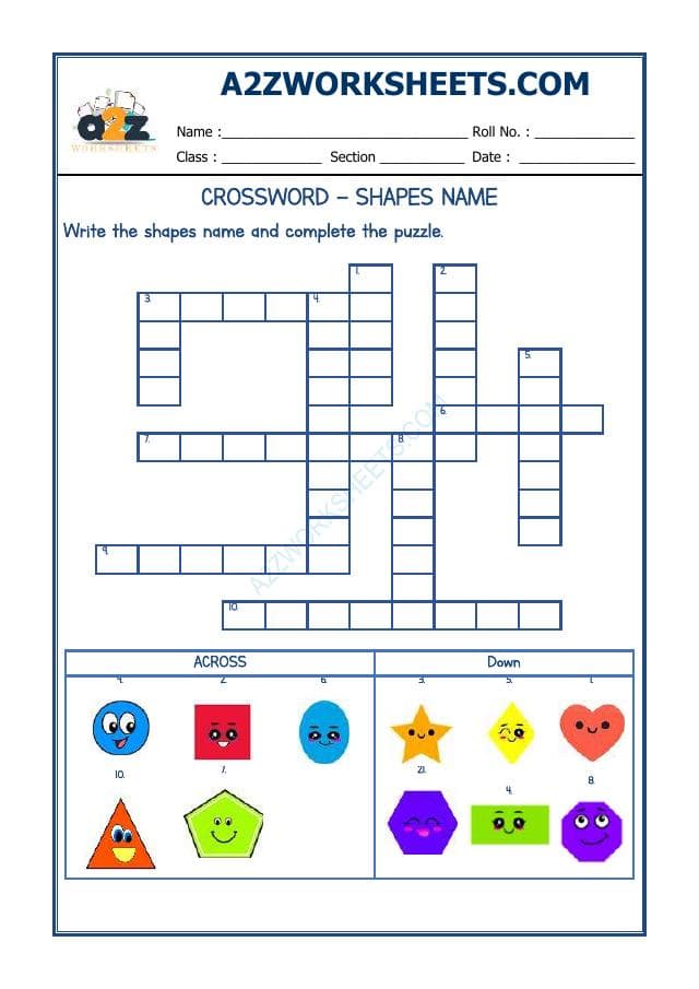 Crossword - Shapes Name