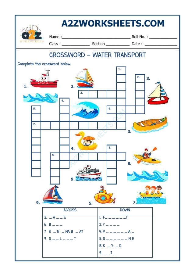 Crossword - Water Transport