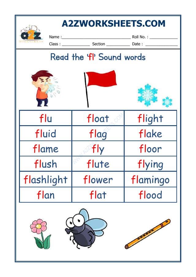 English Phonics Sounds - 'Fl' Sound Words