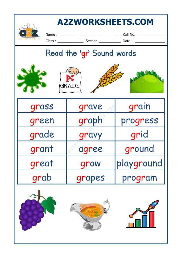 English Phonics Sounds - 'Gr' Sound Words