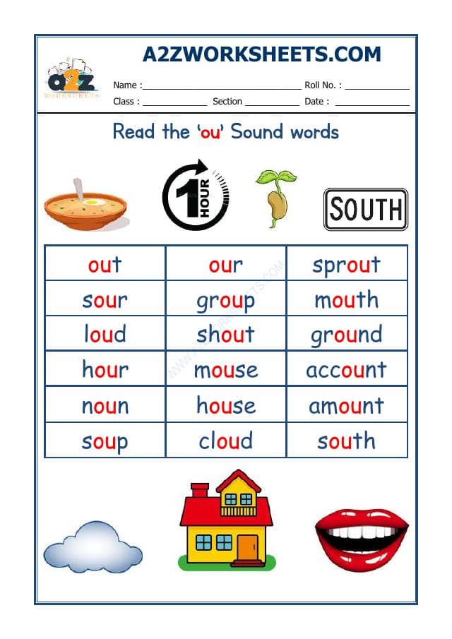 English Phonics Sounds - 'Ou' Sound Words