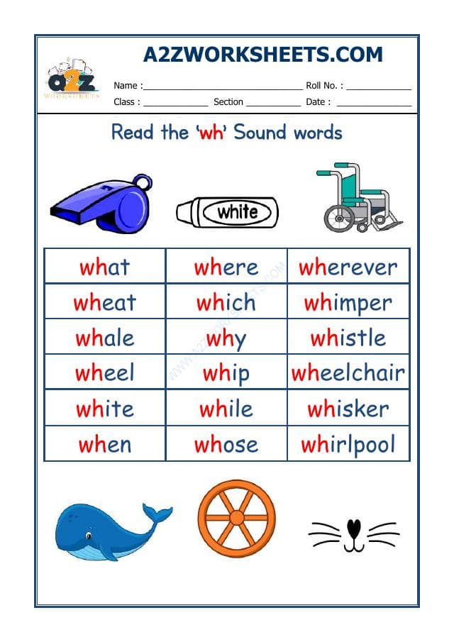 English Phonics Sounds - 'Wh' Sound Words