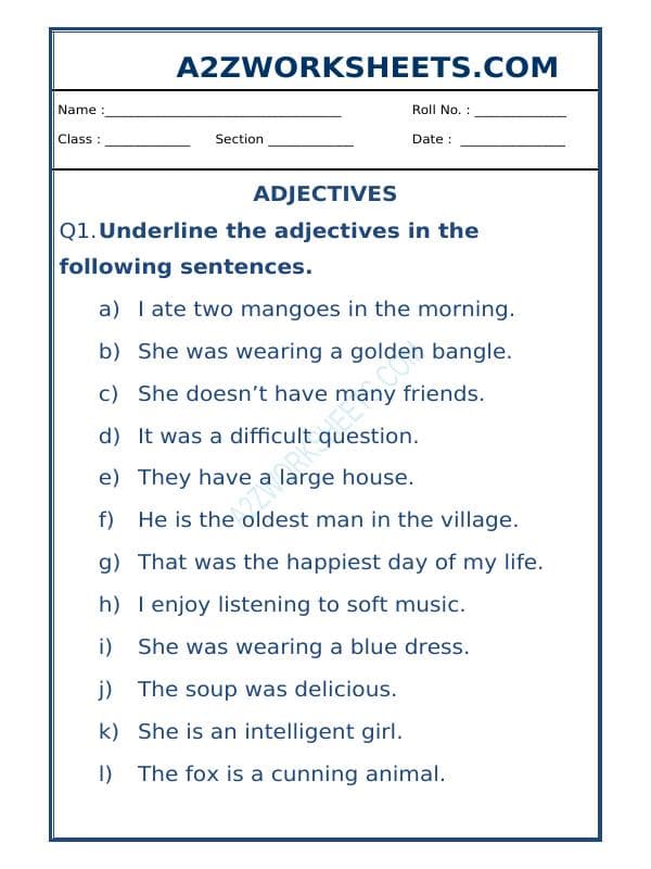 Class-Iii-English Adjectives Worksheet-08
