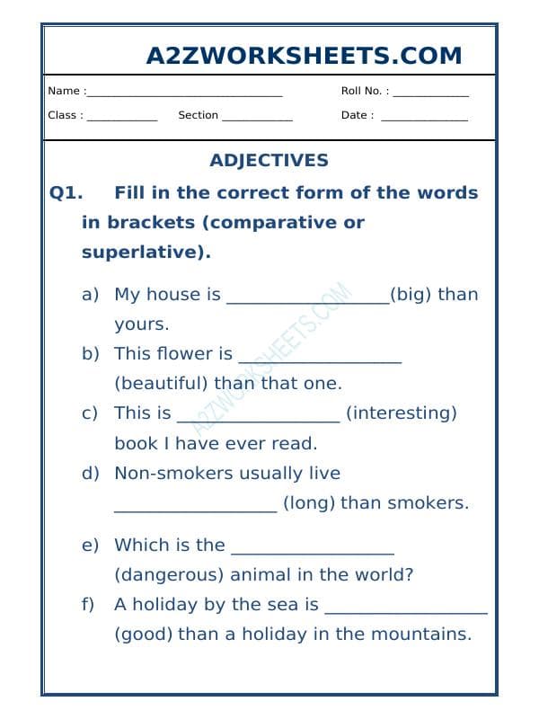 Class-Iv-English Adjectives Worksheet-06