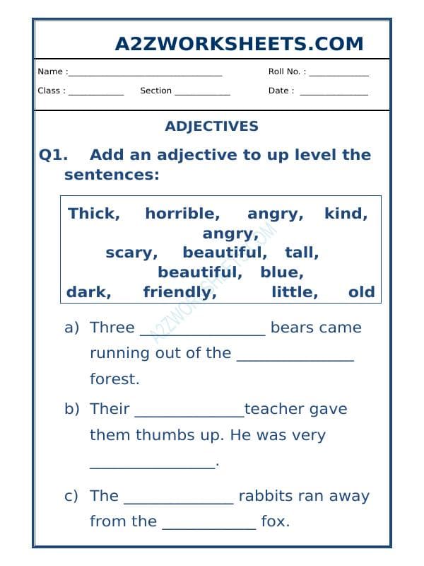 Class-Iv-English Adjectives Worksheet-07