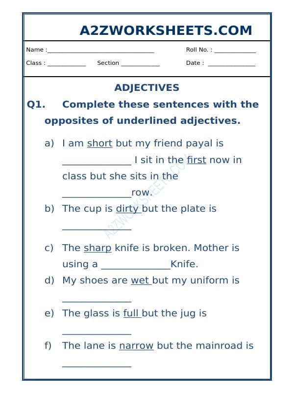 Class-Iii-English Adjectives Worksheet-18