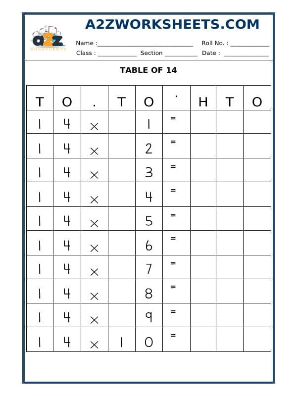 Table Of Fourteen