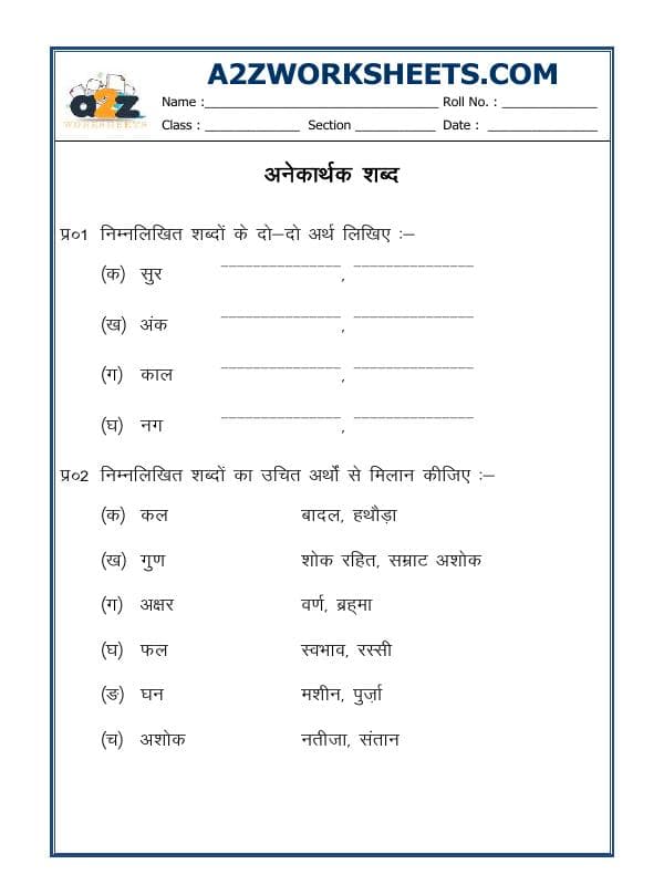 Hindi Grammar- Anekarthi Shabd